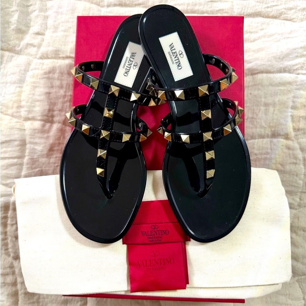 Valentino Black Studded Sandals